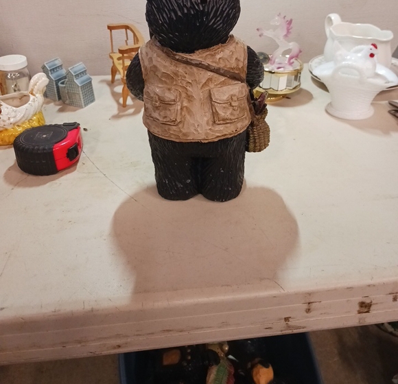Charming Black Bear Figurine with Fishing Vest - Picture 2 of 5